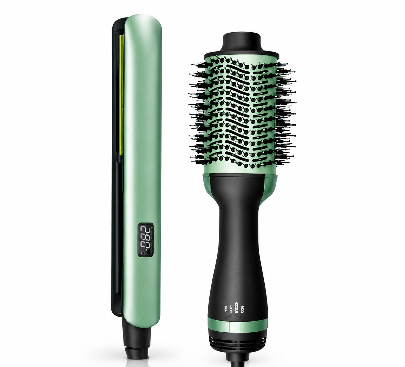 Combo Plancha Alisadora + Cepillo Secador Shine Therapy Aguacate | Cabello Liso, Brillante y Sin Frizz