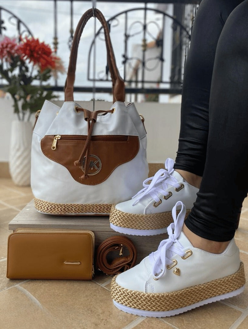 BOLSO YUTE +BILLETERA Y CALZADO DAMA