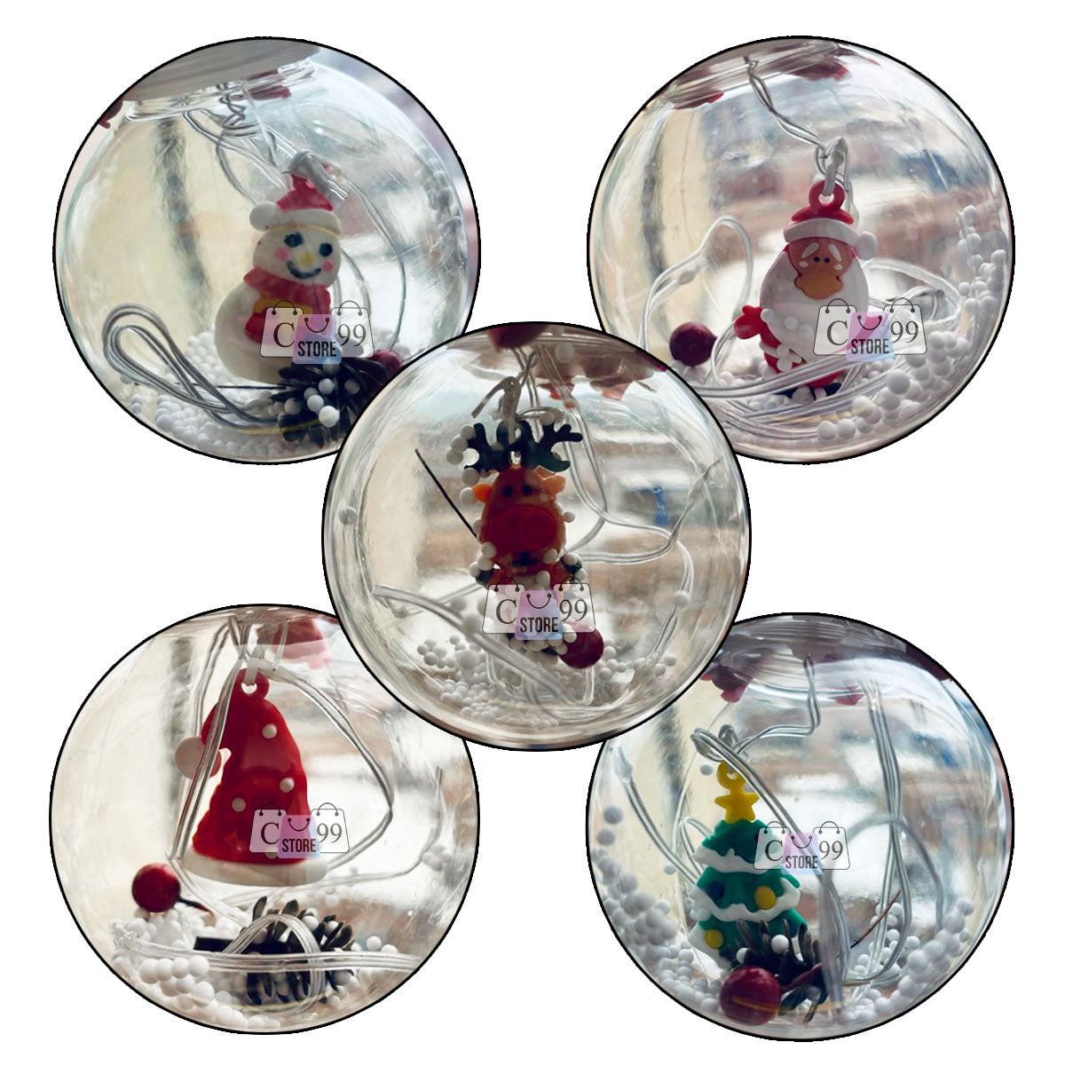 Instalación Bolas Con Figuras Navideñas
