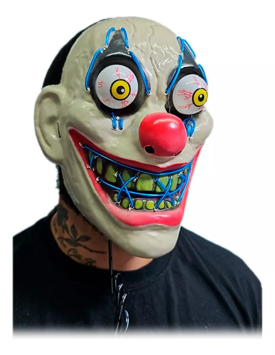🎭 Máscara Payaso Sangriento LED – Terror Asegurado en Halloween 🎃