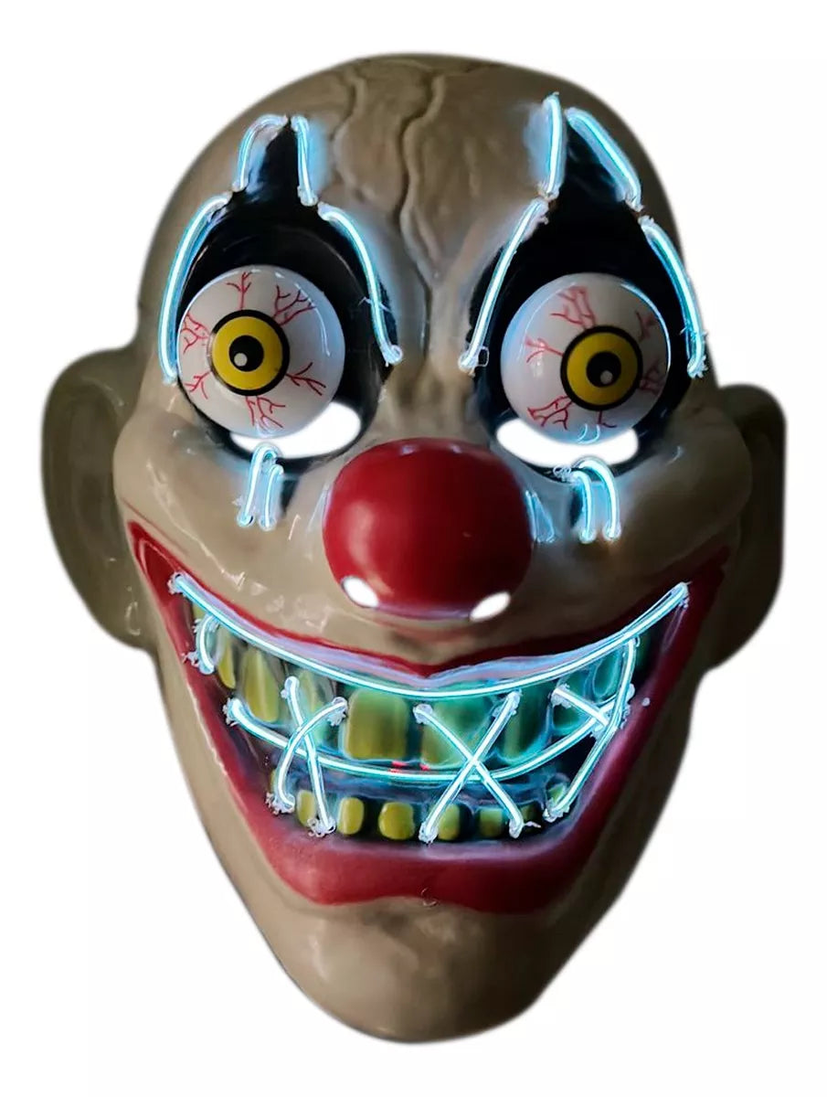 🎭 Máscara Payaso Sangriento LED – Terror Asegurado en Halloween 🎃
