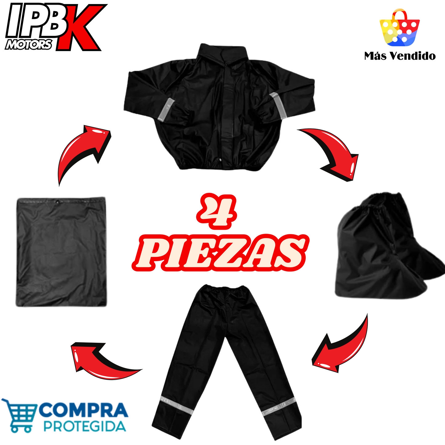 IMPERMEABLE SILICONADO 4 PIEZAS MOTERO