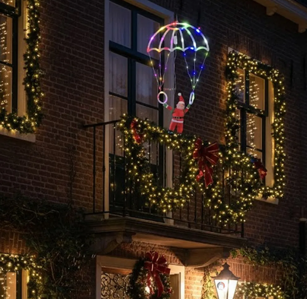 Papa Noel En Paracaídas De Luces Led