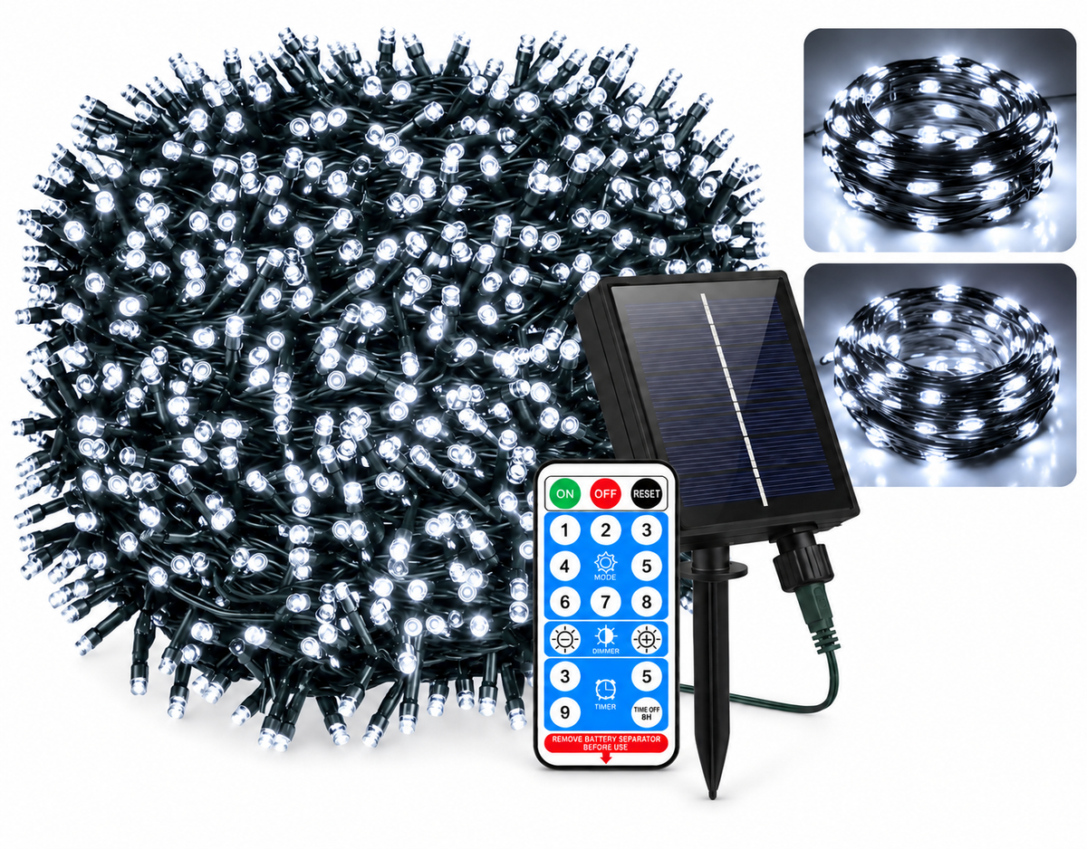 Luces navidad panel solar 50 metros