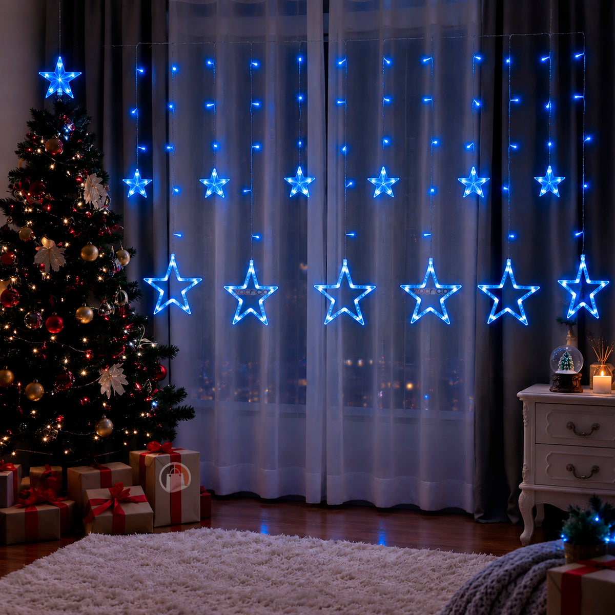 Cortina Punta Estrella Led 3 y 6 M