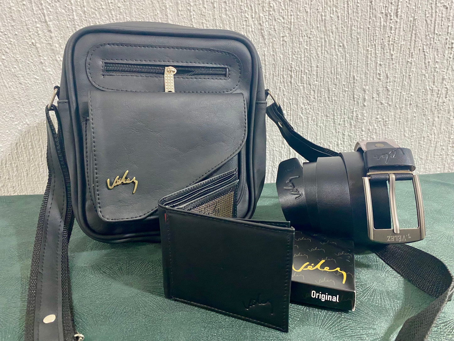 ✨ Trío Vélez – Bolso 23 cm + Correa + Billetera de Cuero ✨