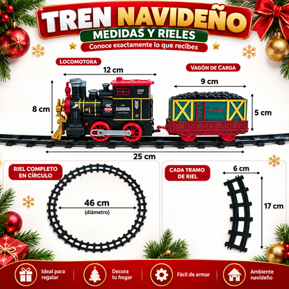 Tren Navideño Clásico Luz Sonido y Humo