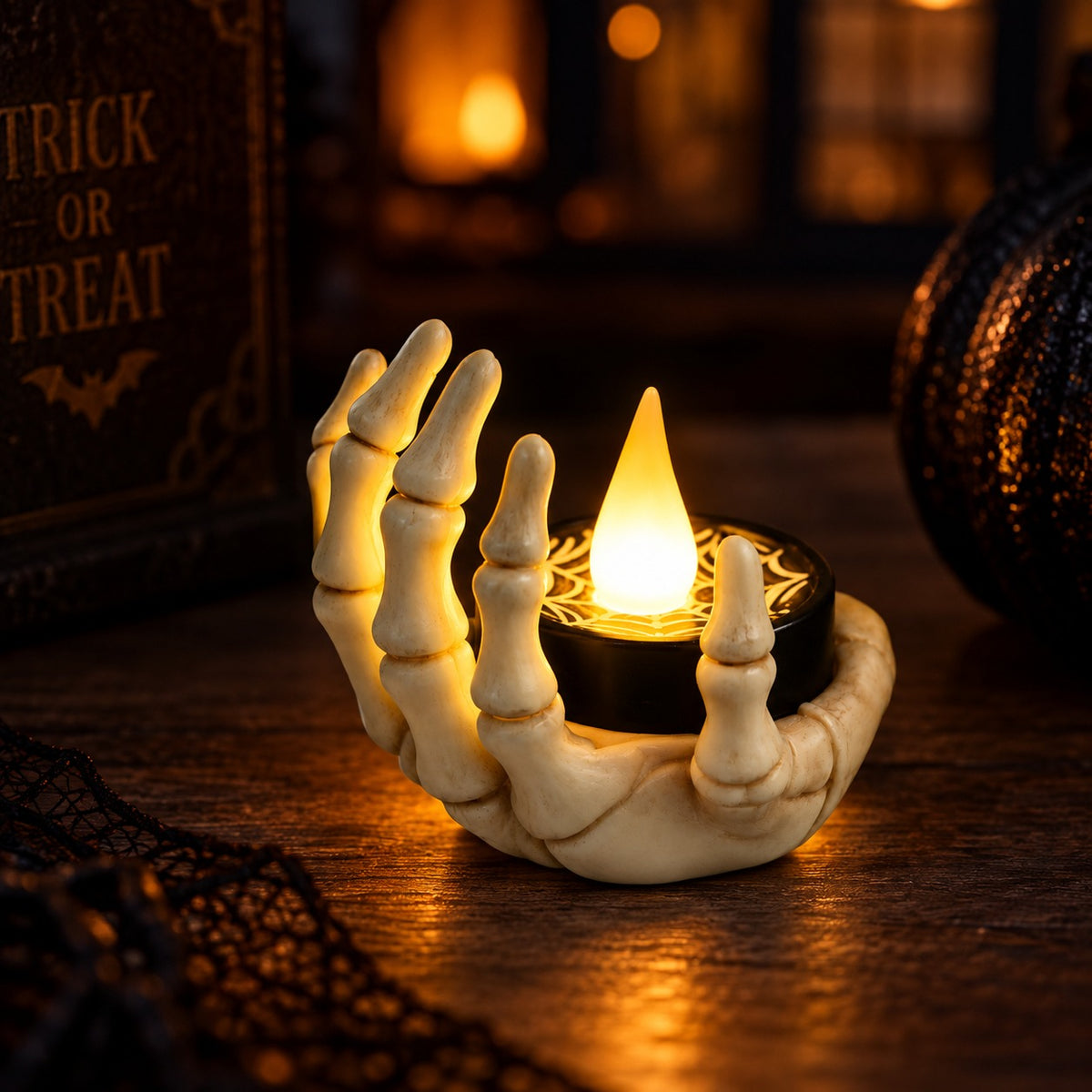 Velas LED Mano Esqueleto Halloween