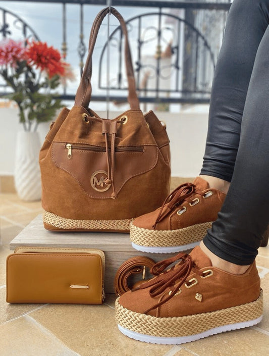 BOLSO YUTE +BILLETERA Y CALZADO DAMA