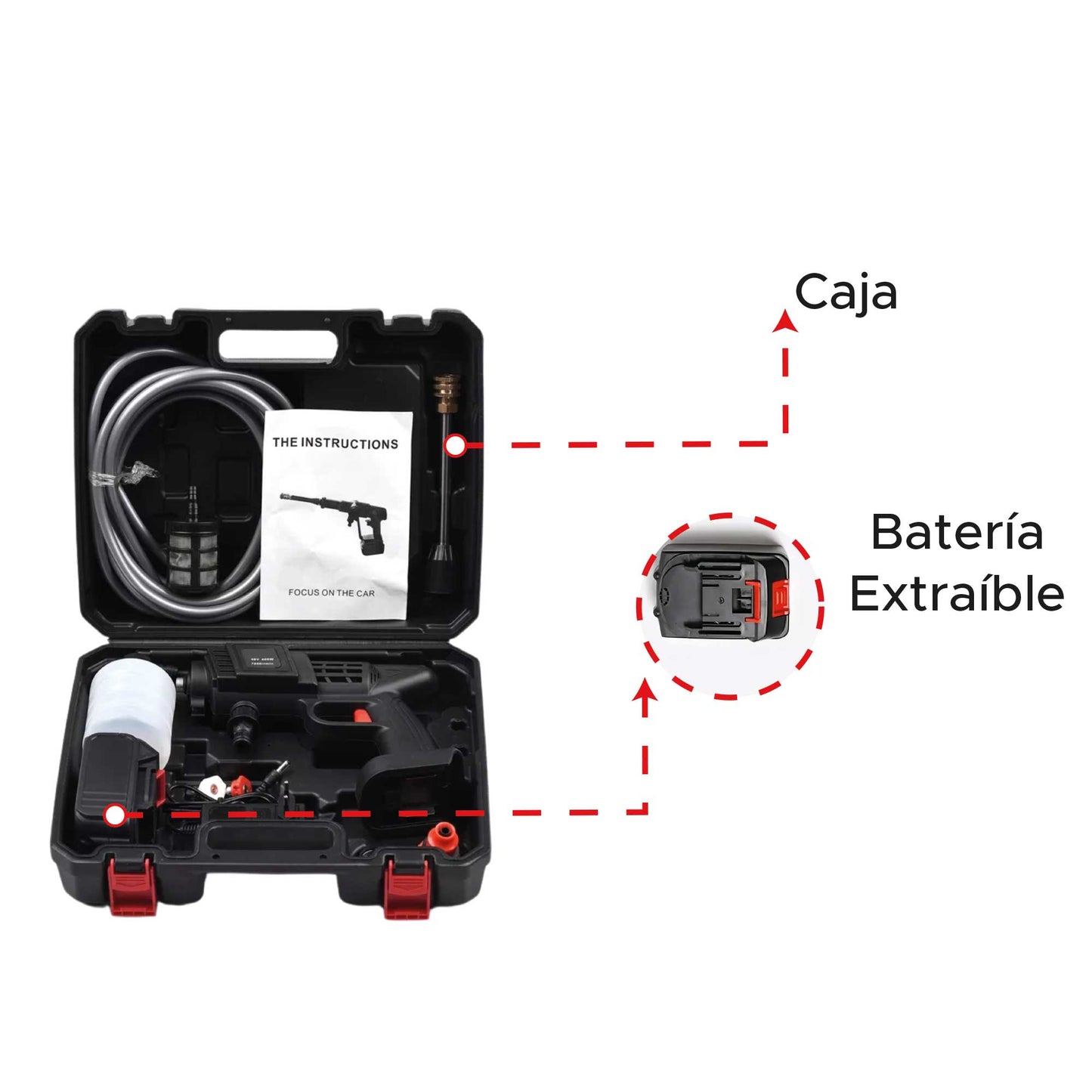Hidrolavadora portatil con 2 baterías