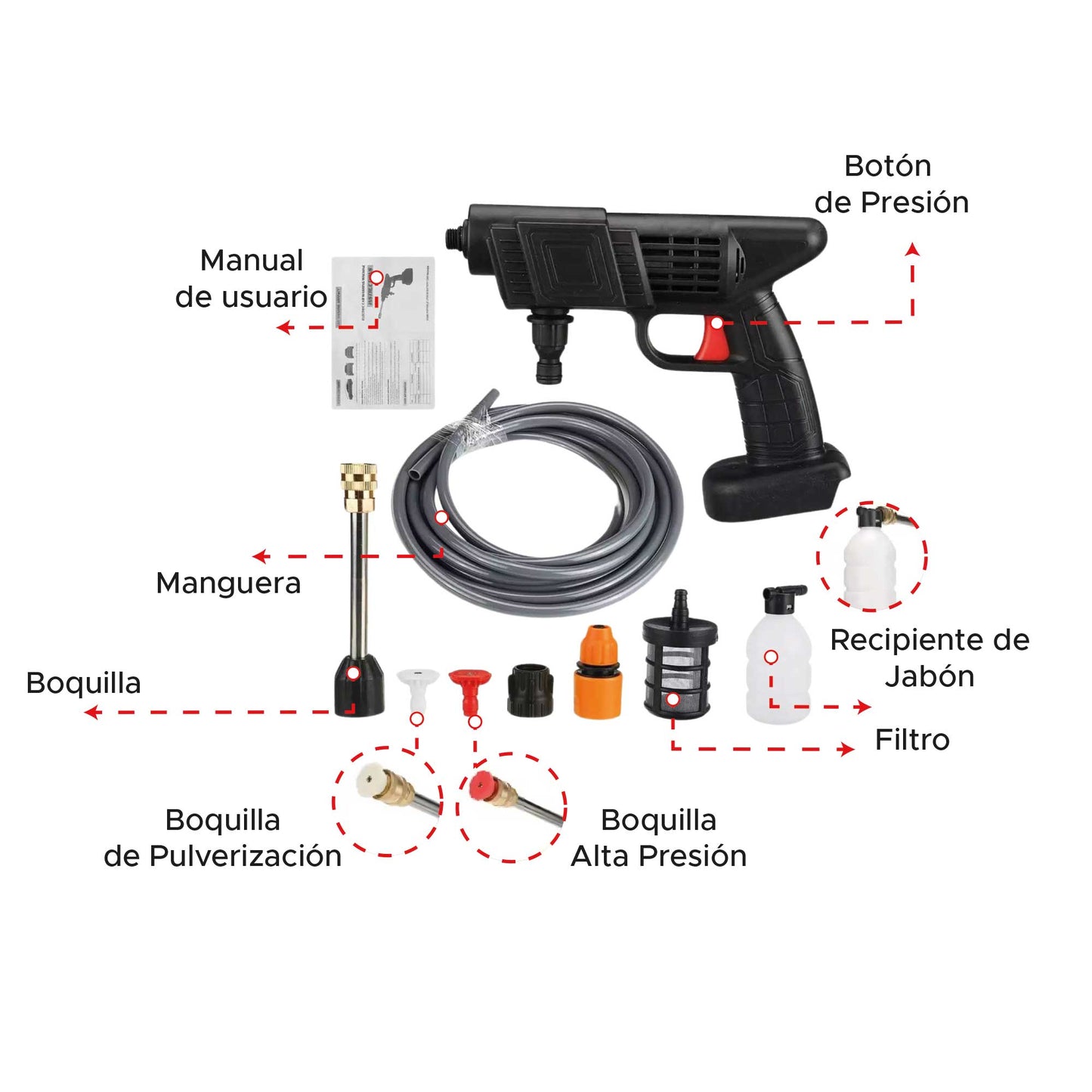 Hidrolavadora portatil con 2 baterías
