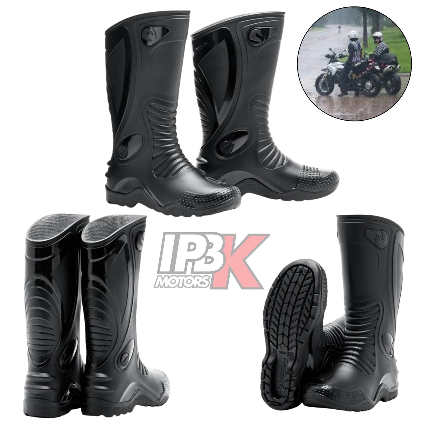 Botas caucho 100% impermeable moto