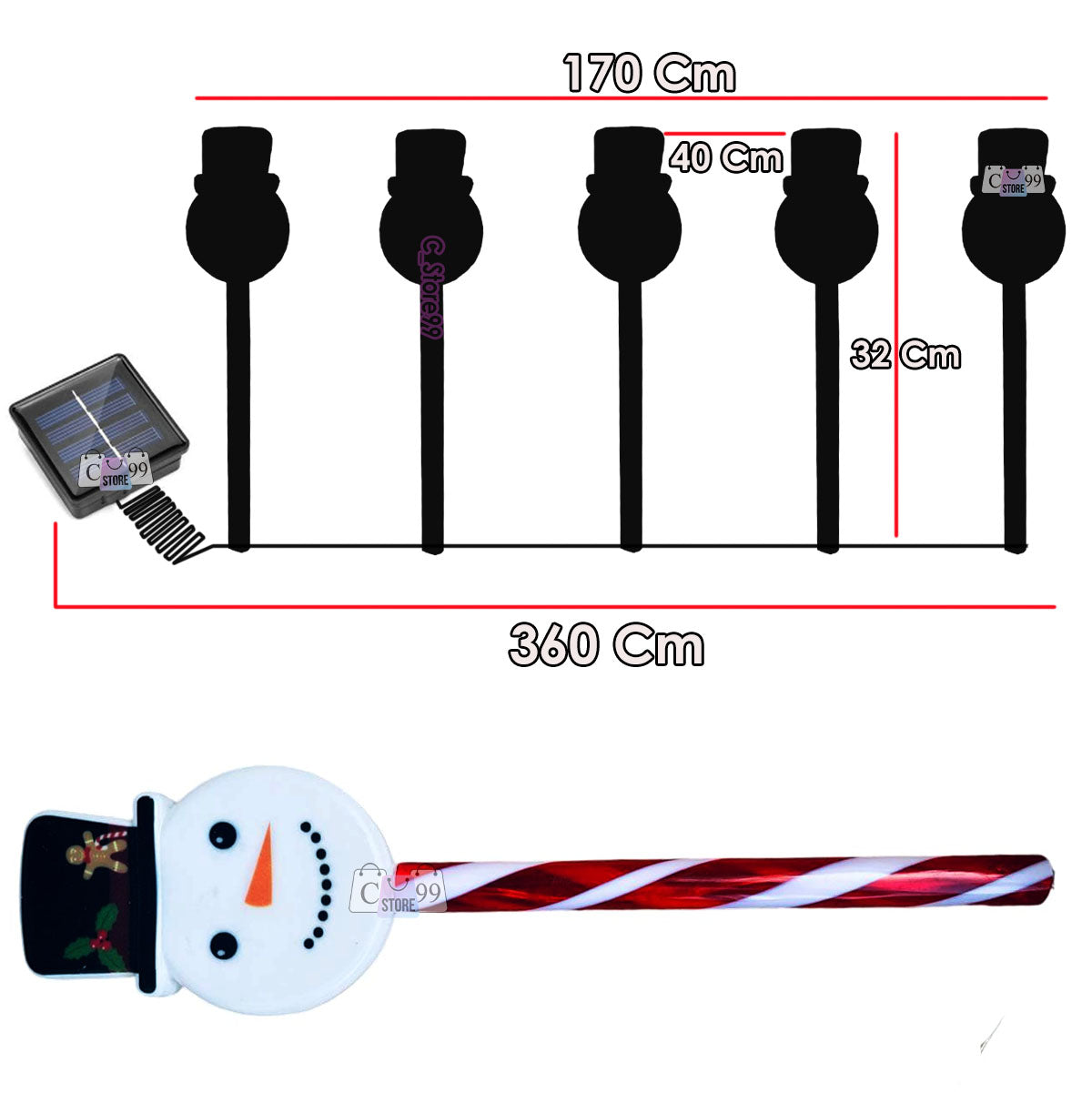 Copos De Nieve Luz Solar Navidad