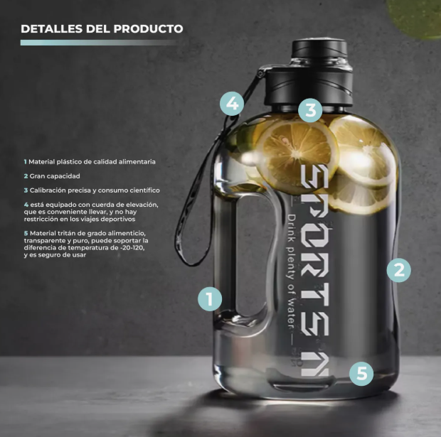 Termo Botella Agua 1.7 Litros Resistente