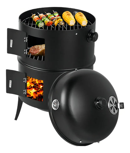 Asador Barril Portátil 3 En 1. Ahumador, Envío Gratis