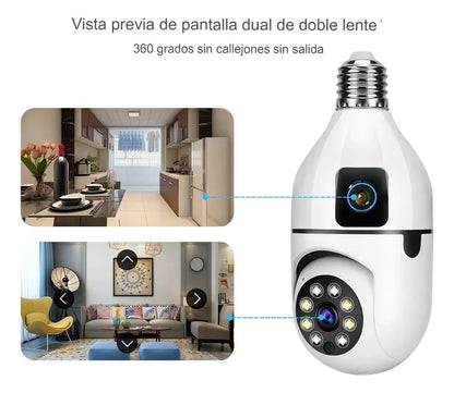 Cámara Tipo Bombillo 360 Doble Lente