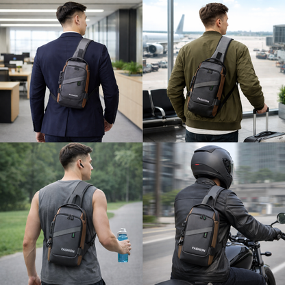 Bolso Mini USB Cargador Hombre Antirrobo