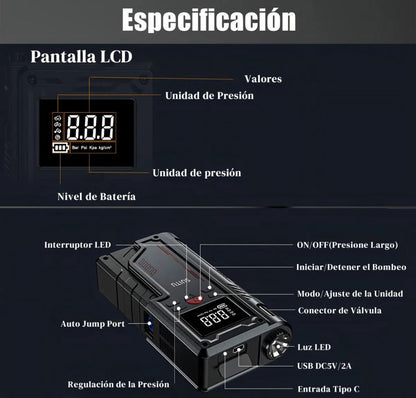 Arrancador Batería + Compresor Aire T-700