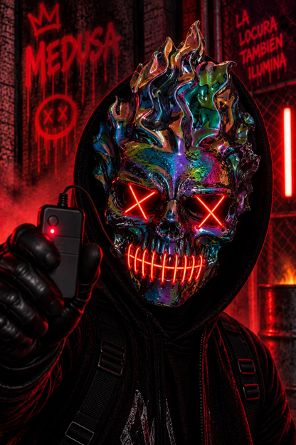 Máscara LED Neón con Control Remoto | Halloween, Disfraces y Fiestas