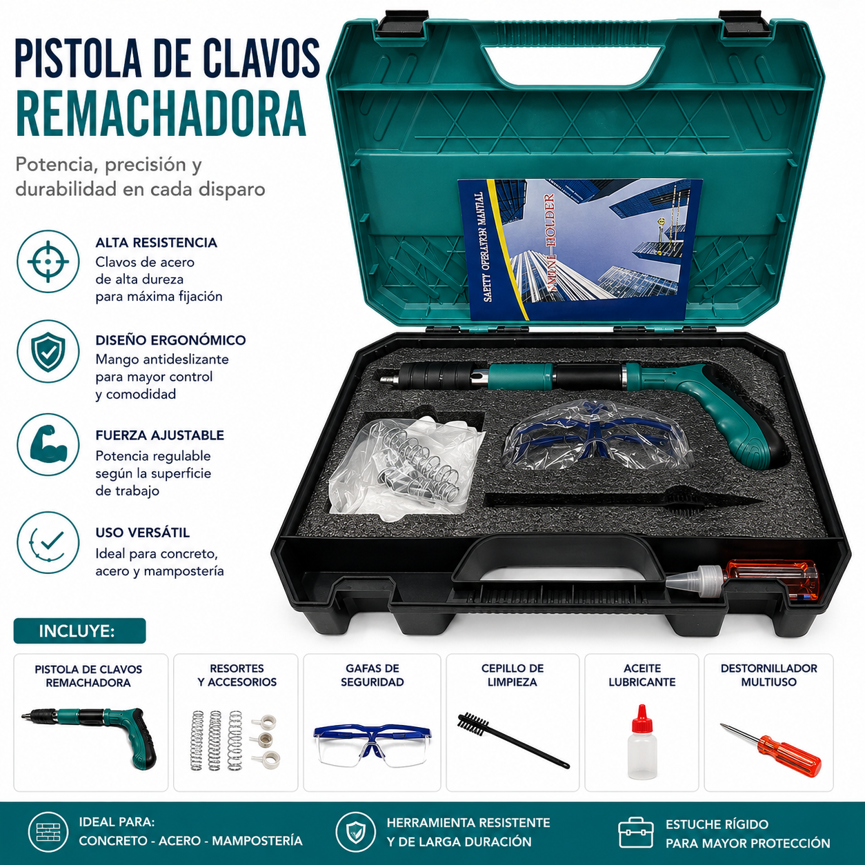 Pistola de clavos + clavos remachadora