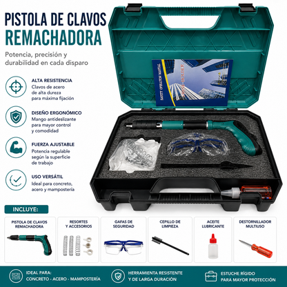 Pistola de clavos + clavos remachadora
