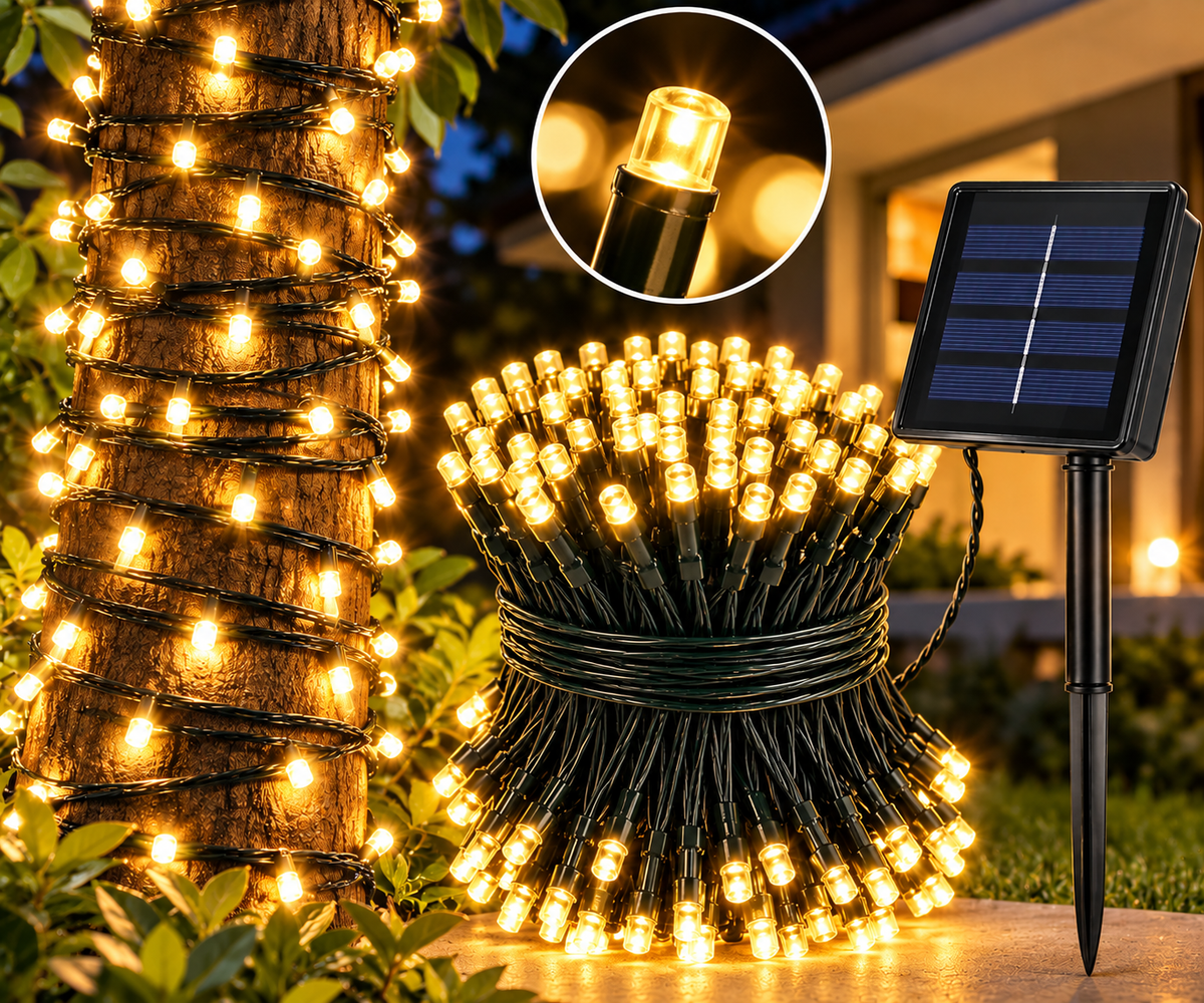 Luces Navidad Panel Solar 100 Led