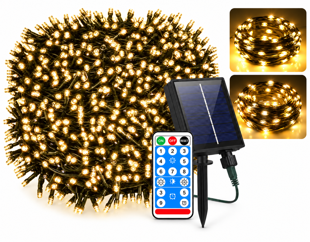 Luces navidad panel solar 50 metros
