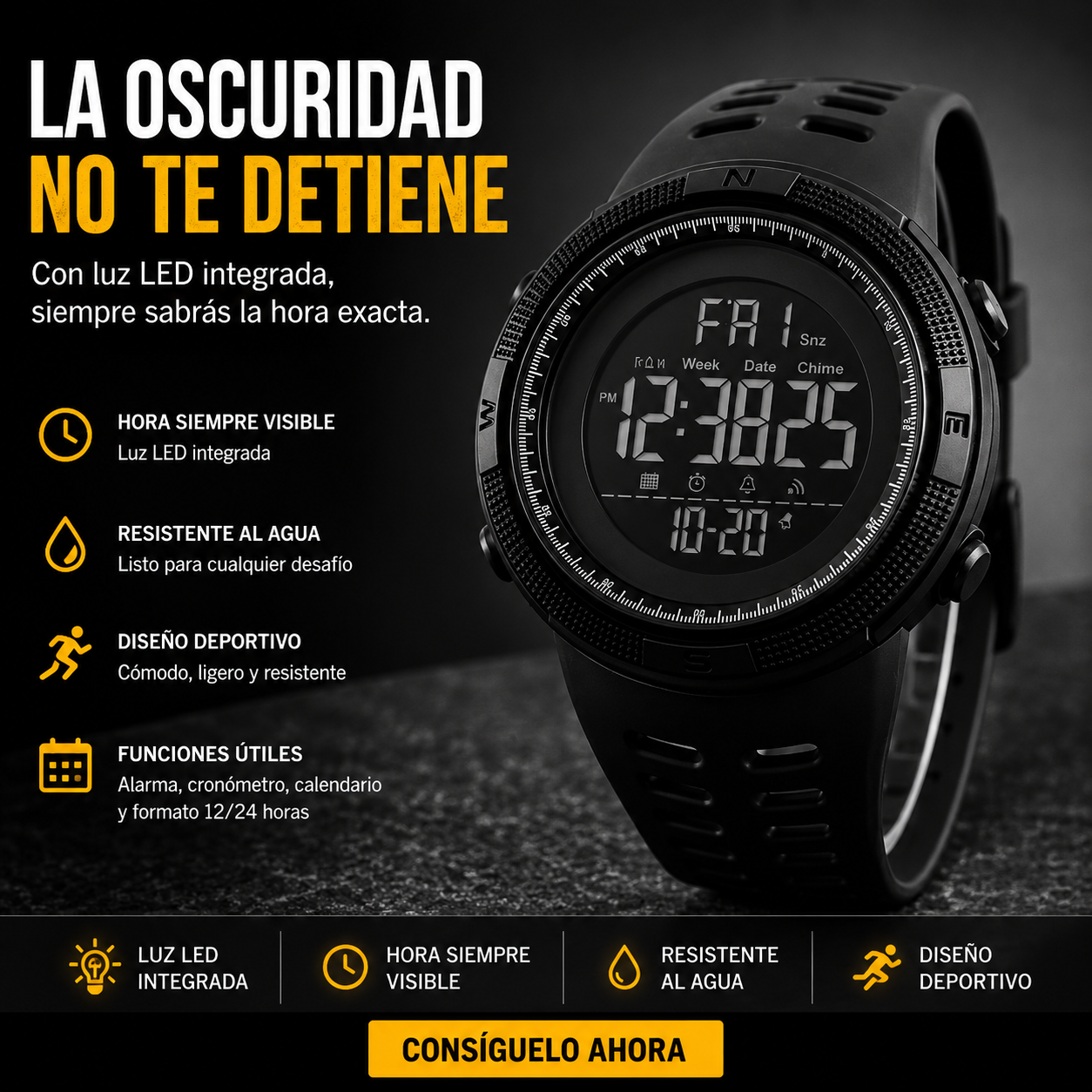 Reloj Cronógrafo Ultra Resistente Deportivo