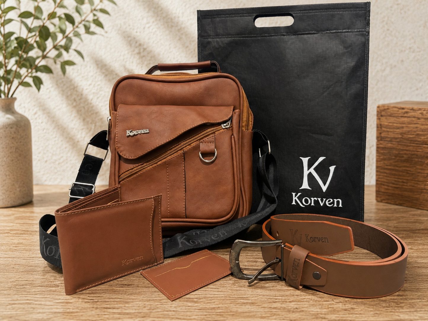 Trío KORVEN Bolso DANTE Correa Billetera