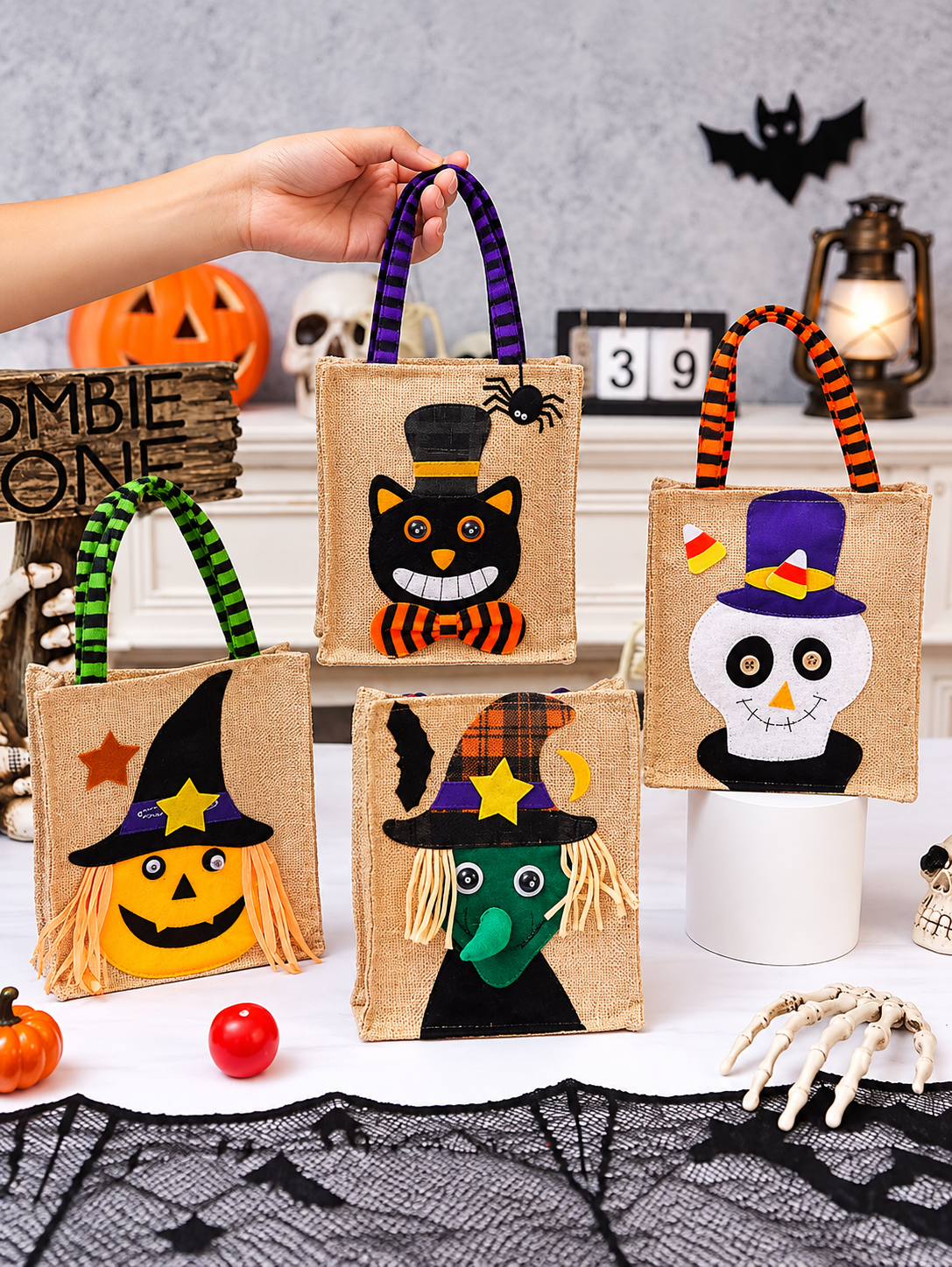 CESTA BOLSA HALLOWEEN YUTE