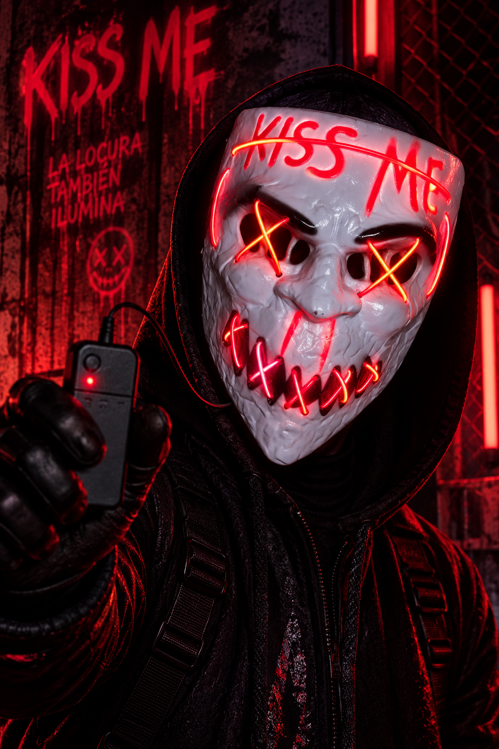Máscara LED Neón con Control Remoto | Halloween, Disfraces y Fiestas