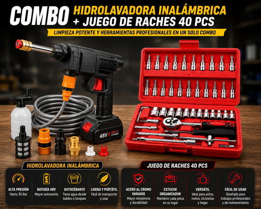 Hidrolavadora 2 Baterias Raches 40pcs