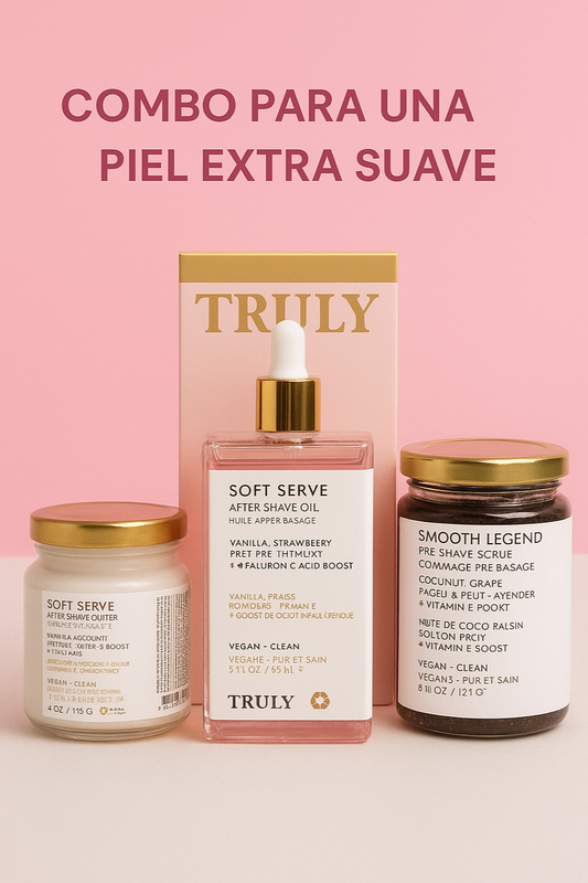 🌸✨ COMBO TRULY SOFT SERVE (3 Productos) – Exfoliante + After Shave Oil + Body Butter
