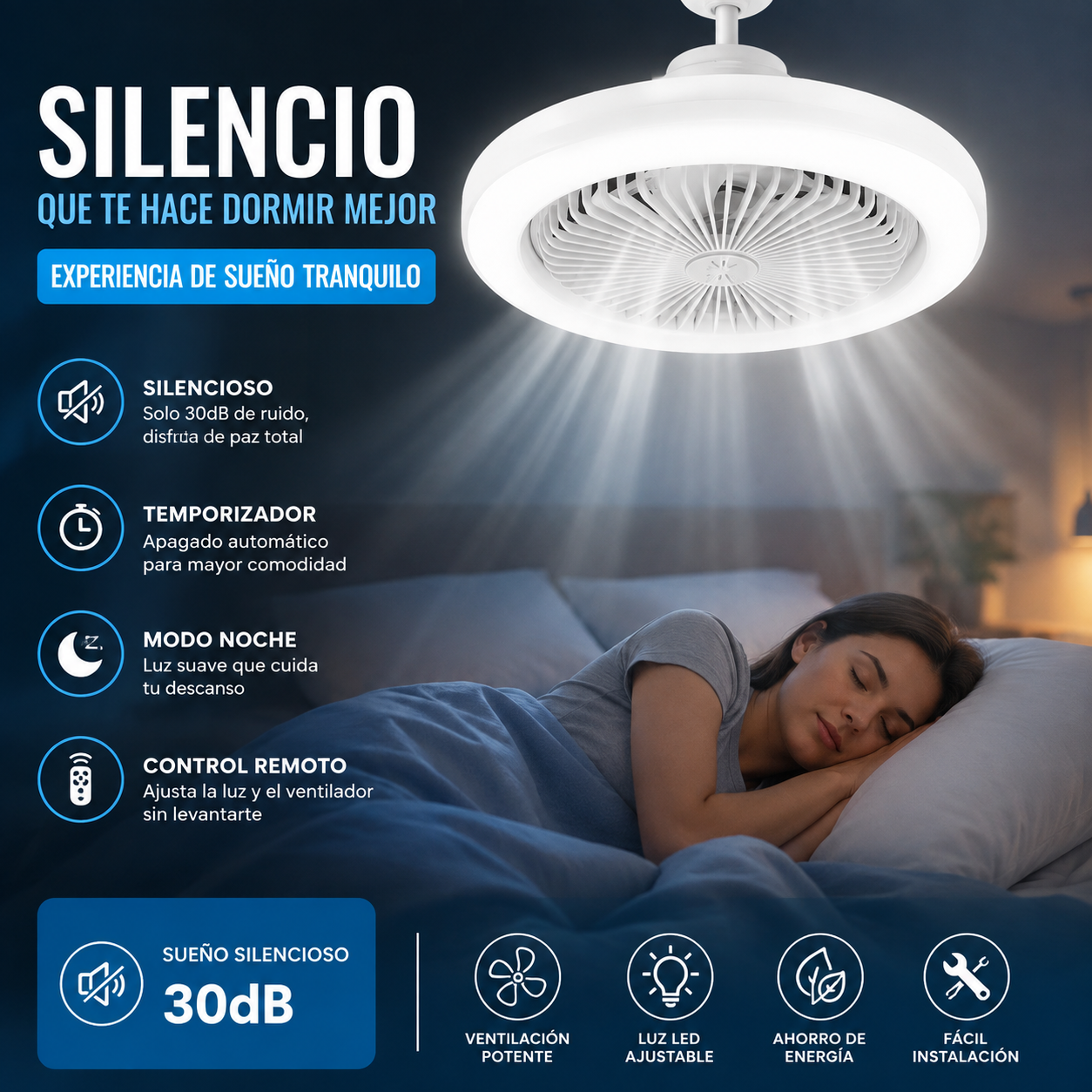 Ventilador De Techo 2 En 1 Con Luz LED Potente Y Control Remoto Envío Gratis.