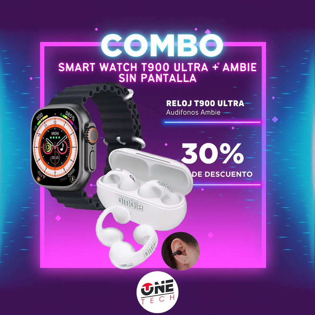SMART WATCH T900 ULTRA + AUDIFONO AMBIE