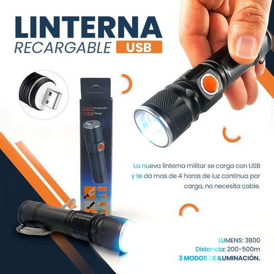 🔦🔦 COMBO x2 LINTERNAS USB MILITAR – 80GR