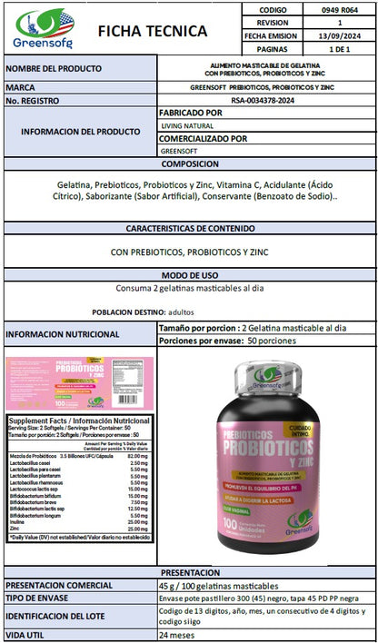 🌸 Prebióticos, Probióticos y Zinc