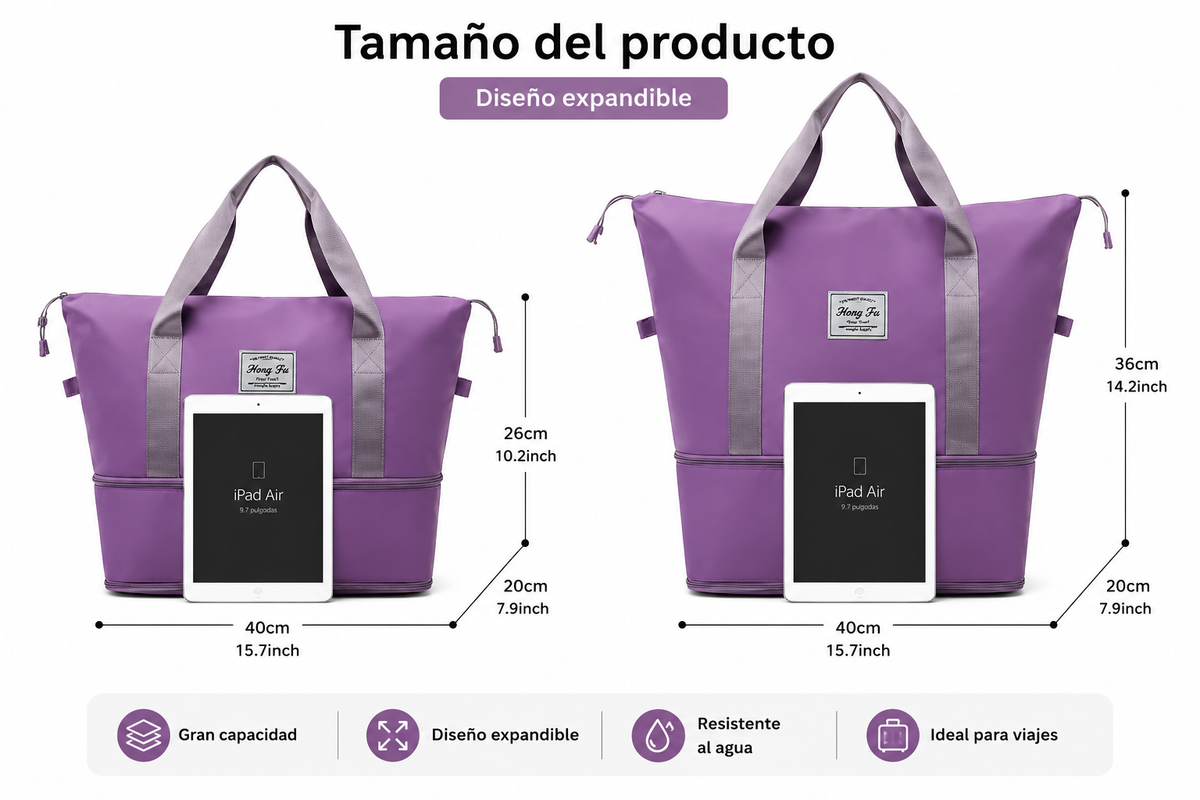 Bolso De Viaje Expandible Impermeable