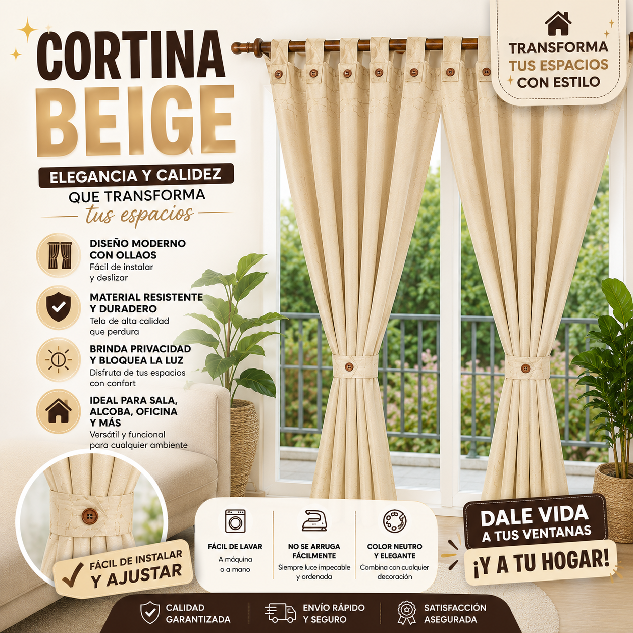 Cortina X2 Jaquard 300 Gramos 280cm