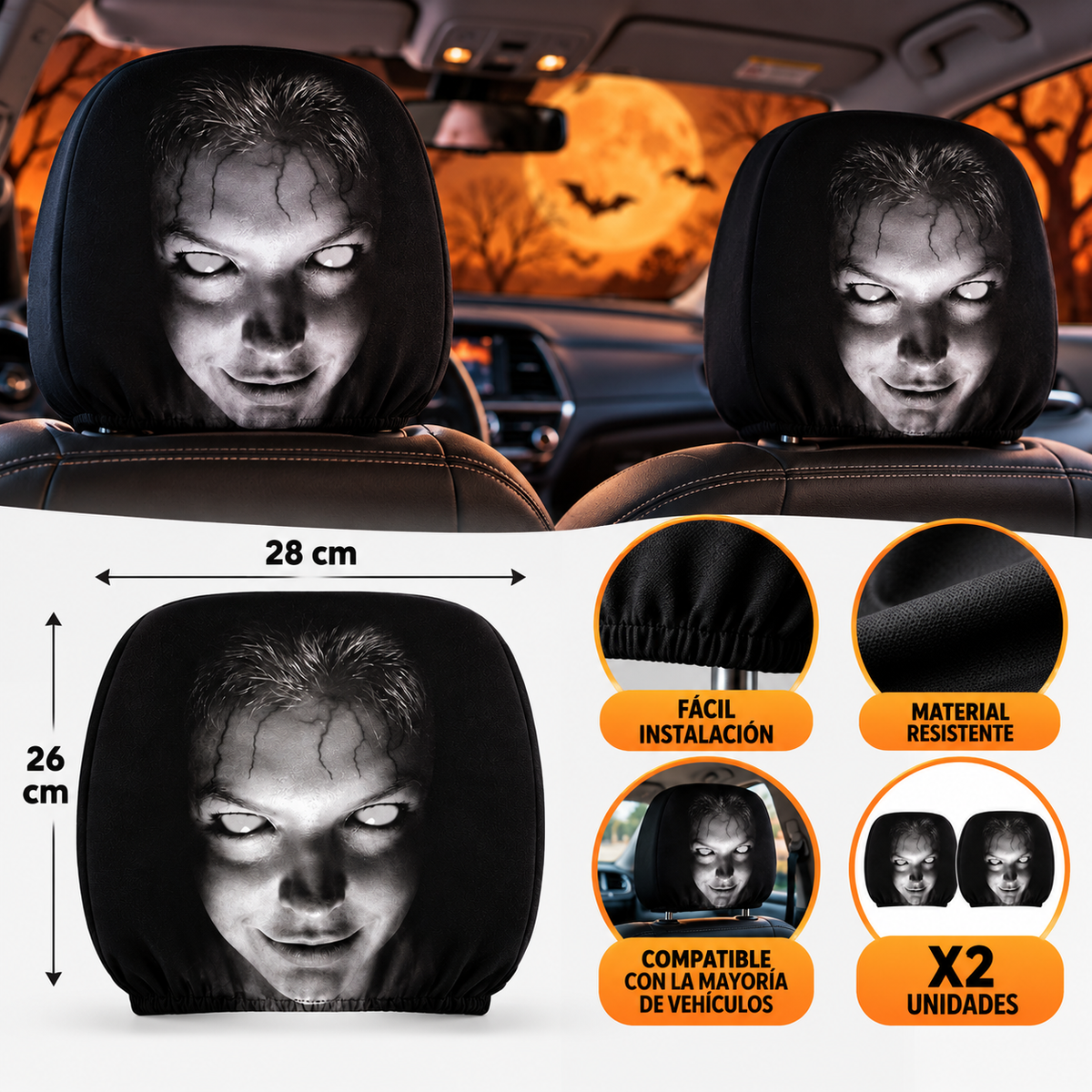 Fundas Tenebrosas Para Carro X2 – Halloween