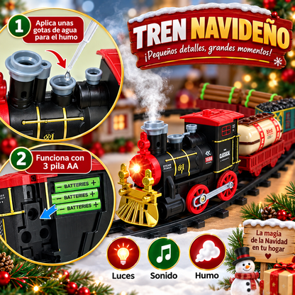 Tren Navideño Clásico Luz Sonido y Humo