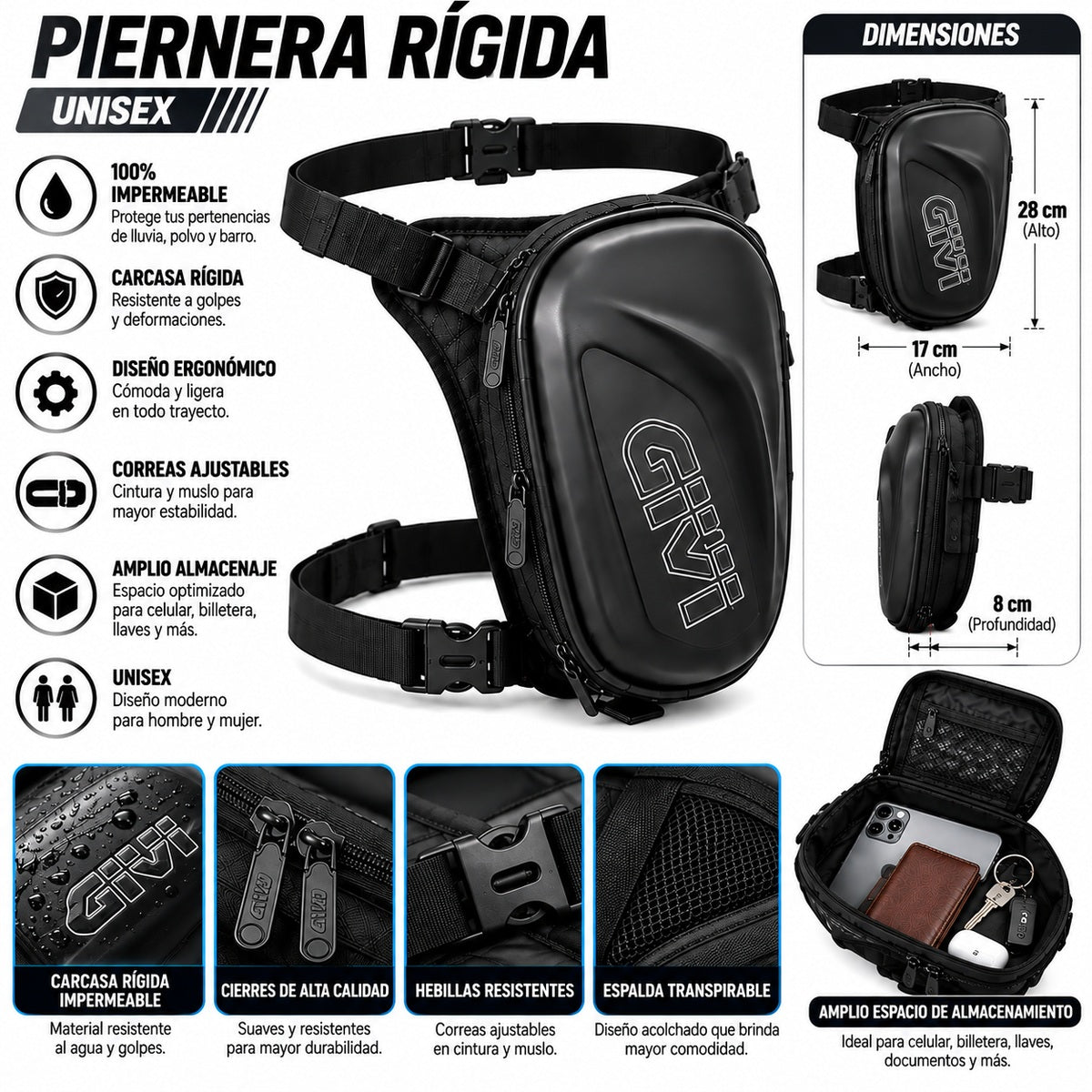 Piernera GIVI Rígida Impermeable Envío Gratis