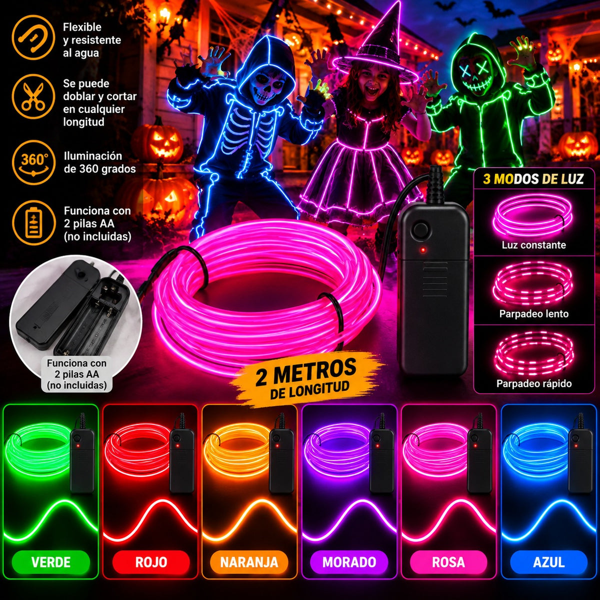 Cable De Luz Led Neón 2 Metros Decoración