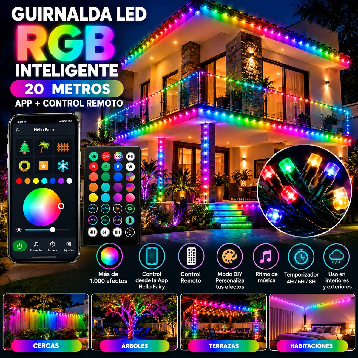Guirnalda Premium Luces Inteligente App