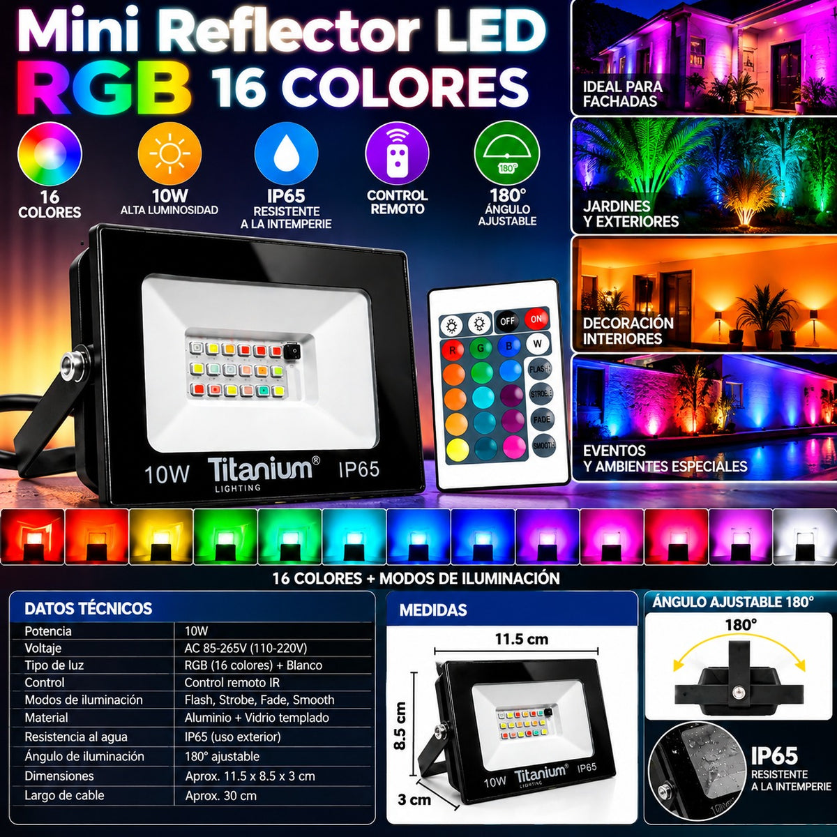 Mini Reflector Led Rgb Lampara De Colores