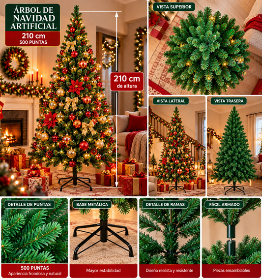 Árbol de Navidad Artificial 210 cm con 500 Punta