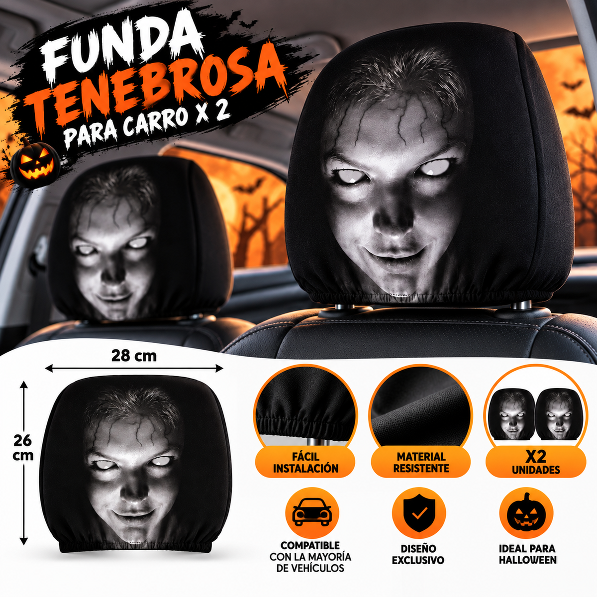 Fundas Tenebrosas Para Carro X2 – Halloween