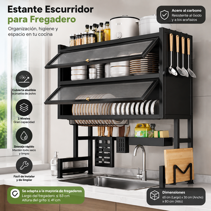 Escurridor de platos DOBLE TAPA 2 PISOS Envío Gratis