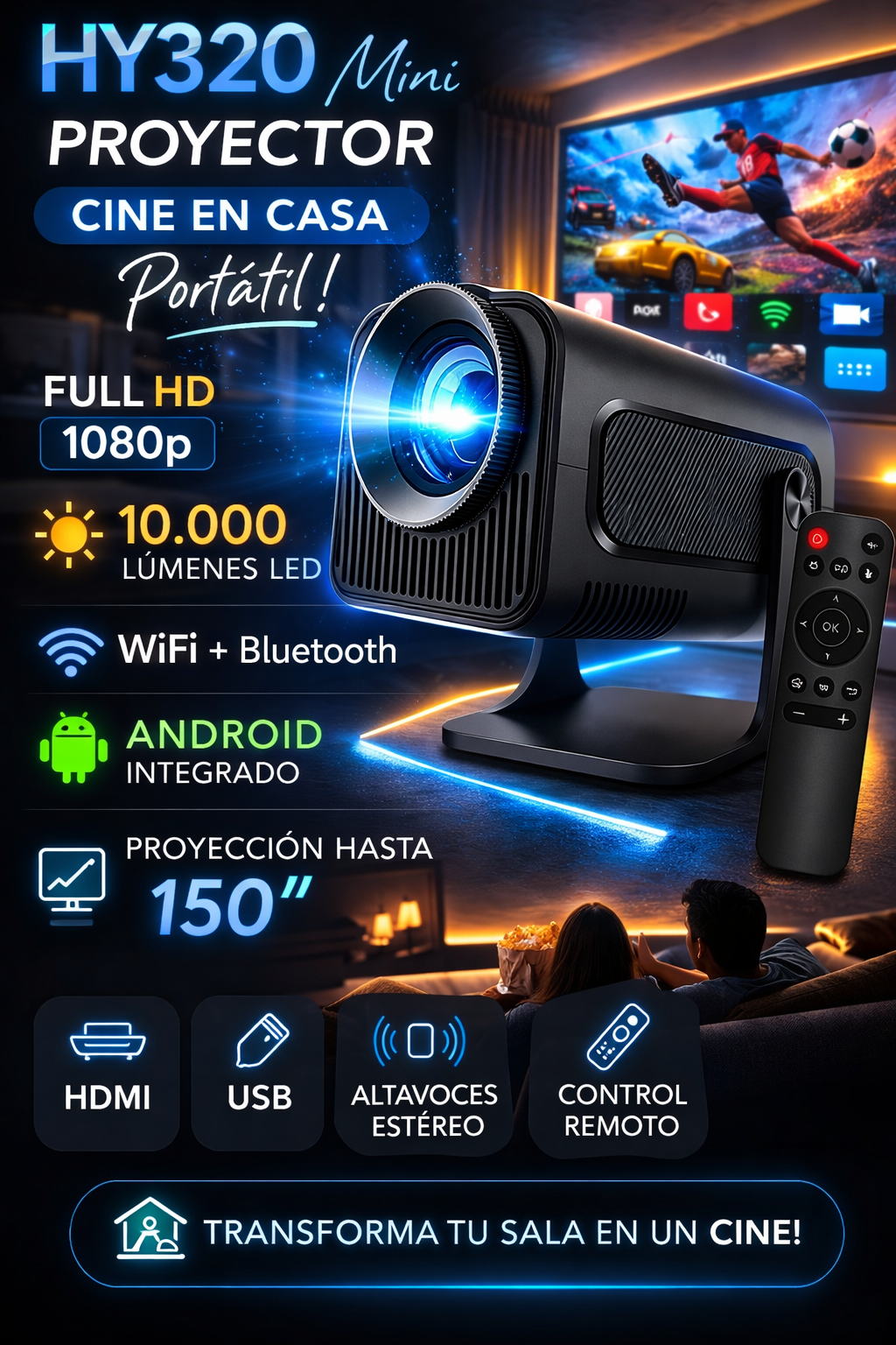 PROYECTOR ALTA CALIDAD HY320 MINI