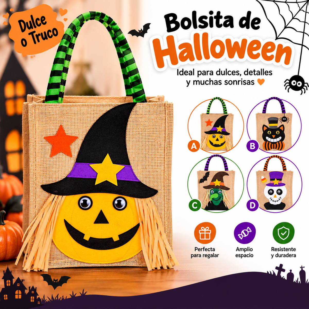 CESTA BOLSA HALLOWEEN YUTE